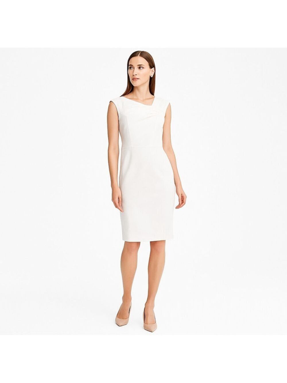Women's J.Crew White Sleeveless Sheath Dress Size 14